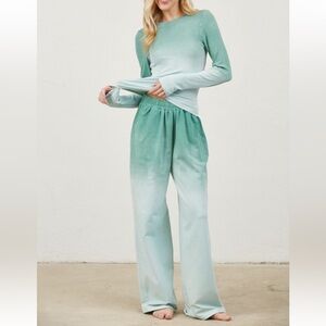 Boho Chic Ombre Tie Dye Wide Leg Pants and Top Set